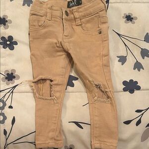 Kids Tan Ripped Jeans